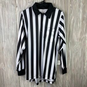 Smitty‎ Referee Long Sleeve Shirt Black White Stripes Zip Pocket Men S Lacrosse